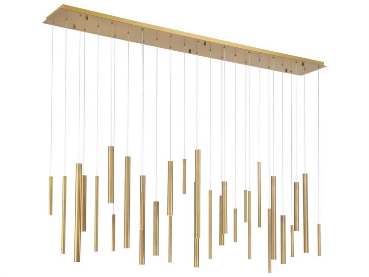 Eurofase Santana 30-Light Brass Geometric Linear Island Pendant