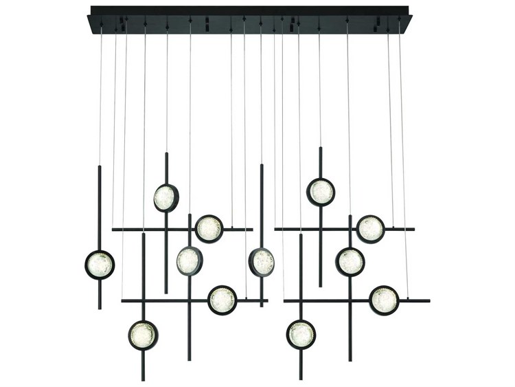 Eurofase Barletta 12-Light Black Linear Island Pendant
