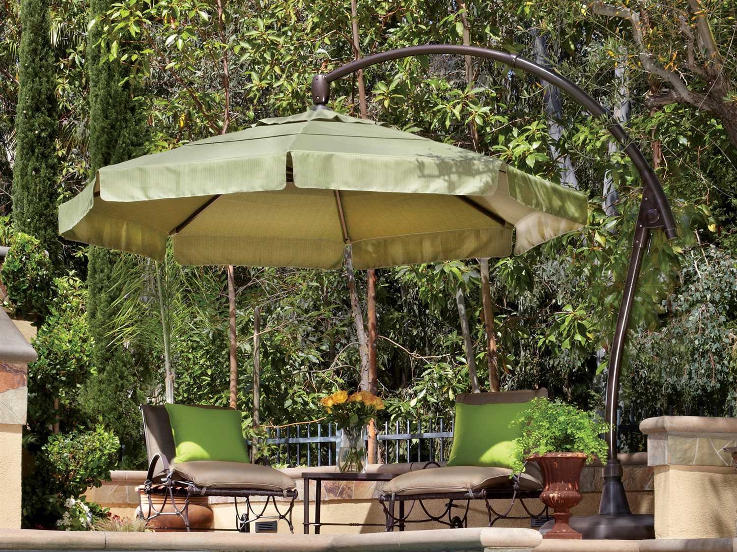 Treasure Garden Cantilever Aluminum 11' Crank Lift and Tilt Umbrella