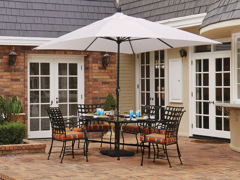 10 ft. Steel Hand Crank Patio Market Umbrella in Natural