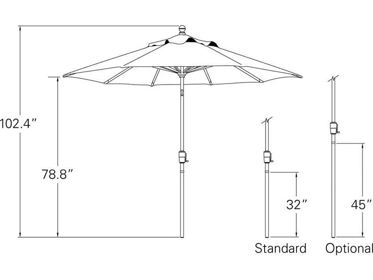 Treasure Garden Quick Ship Market Aluminum 9' Foot Wide Crank Lift Push ...