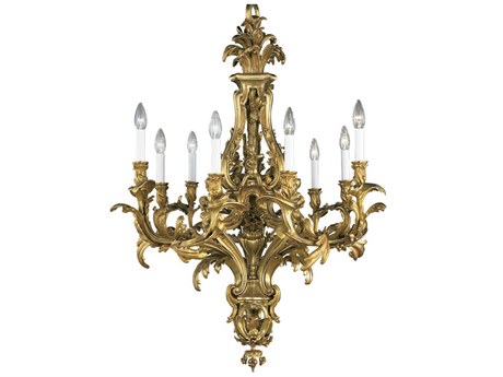 Fine Art Handcrafted Lighting Mariner Luxury 9-Light French Gold Traditional Candelabra Chandelier