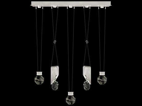 Fine Art Handcrafted Lighting Aria 5-Light Silver Geometric Island Pendant