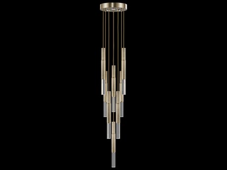 Fine Art Handcrafted Lighting Antonia 8-Light 3-Light Soft Gold Leaf Linear Pendant