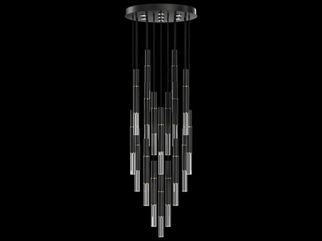 Fine Art Handcrafted Lighting Antonia 18-Light 7-Light Black Linear Pendant
