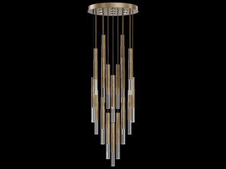 Fine Art Handcrafted Lighting Antonia 18-Light 7-Light Gold Leaf Linear Pendant