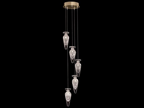 Fine Art Handcrafted Lighting Essence 5-Light Gold Mini Pendant