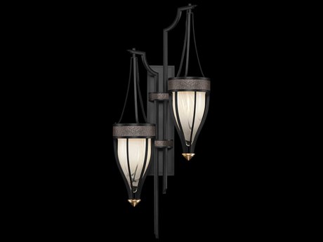 Fine Art Handcrafted Lighting Mirage 2-Light Black Iron Traditional Wall Sconce