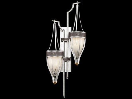 Fine Art Handcrafted Lighting Mirage 2-Light Silver Leaf Traditional Wall Sconce
