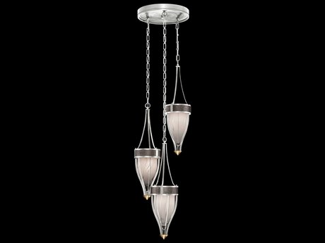 Fine Art Handcrafted Lighting Mirage 3-Light Silver Leaf Traditional Pendant
