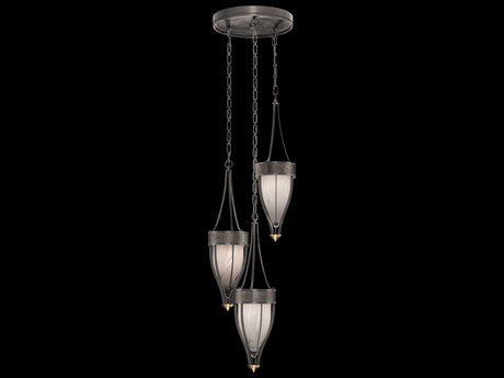 Fine Art Handcrafted Lighting Mirage 3-Light Midnight Steel Traditional Pendant