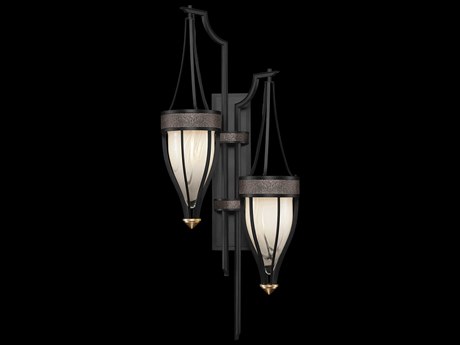 Fine Art Handcrafted Lighting Mirage 2-Light Black Iron Traditional Wall Sconce
