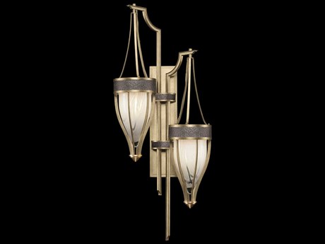 Fine Art Handcrafted Lighting Mirage 2-Light Soft Gold Leaf Traditional Wall Sconce