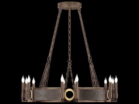 Fine Art Handcrafted Lighting Mirage 12-Light Bronze Traditional Candelabra Round Chandelier