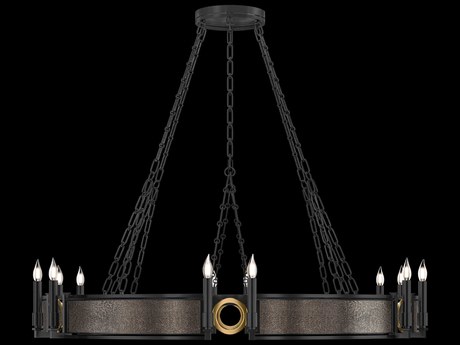 Fine Art Handcrafted Lighting Mirage 12-Light Black Iron Traditional Candelabra Round Chandelier