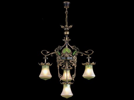 Fine Art Handcrafted Lighting Mariner Luxury 4-Light Nouveau Bronze Traditional Chandelier