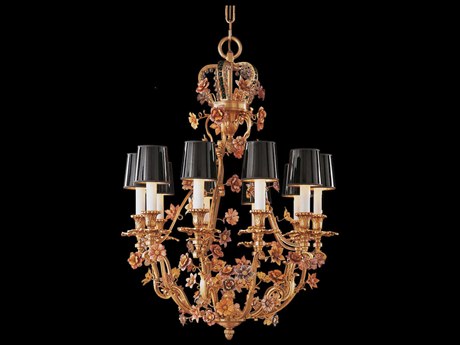 Fine Art Handcrafted Lighting Mariner Luxury 10-Light French Gold Traditional Candelabra Chandelier