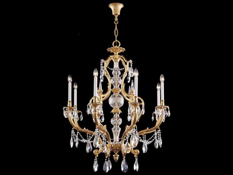 Fine Art Handcrafted Lighting Mariner Luxury 8-Light Antique Gold Plated Traditional Candelabra Chandelier