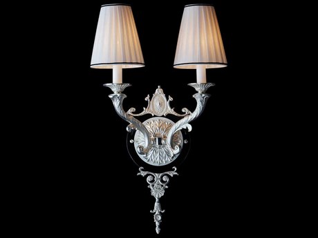 Fine Art Handcrafted Lighting Mariner Luxury 2-Light Antique Silver Plated Traditional Wall Sconce