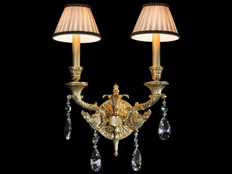 Fine Art Handcrafted Lighting Mariner Luxury 2-Light Antique Gold Plated Traditional Wall Sconce