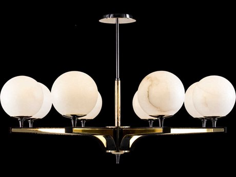 Fine Art Handcrafted Lighting Mariner Luxury 8-Light Polished Brass Fume Globe Chandelier