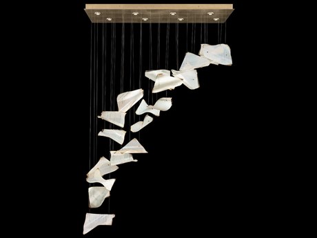 Fine Art Handcrafted Lighting Elevate 8-Light Gold Leaf Glass LED Linear Island Pendant