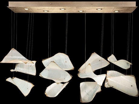 Fine Art Handcrafted Lighting Elevate 6-Light Gold Leaf Glass LED Linear Island Pendant