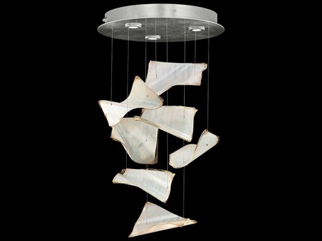 Fine Art Handcrafted Lighting Elevate 3-Light Silver Leaf Glass LED Pendant
