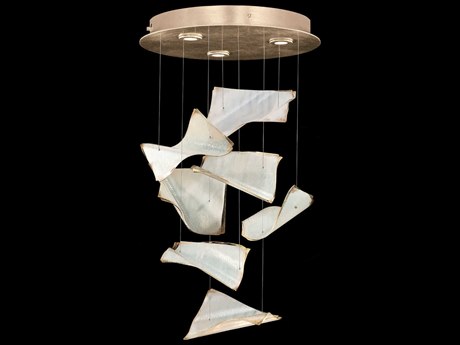 Fine Art Handcrafted Lighting Elevate 3-Light Gold Leaf Glass LED Pendant