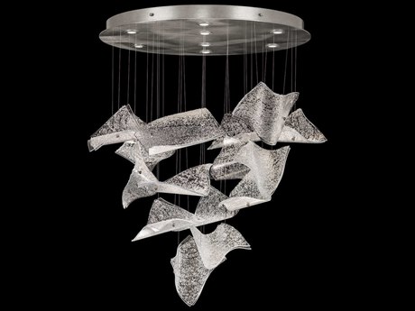 Fine Art Handcrafted Lighting Elevate 8-Light Silver Leaf Glass LED Pendant