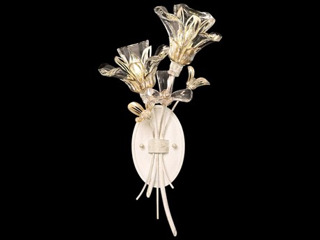 Fine Art Handcrafted Lighting Azu 2-Light White Crystal Wall Sconce
