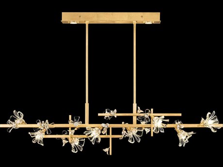 Fine Art Handcrafted Lighting Azu 8-Light Gold Crystal Linear Island Pendant