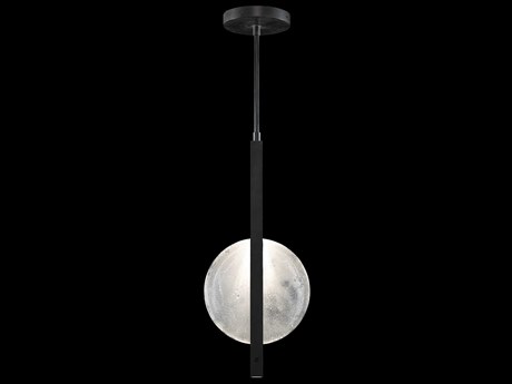 Fine Art Handcrafted Lighting Selene 2-Light Black Iron Glass LED Round Mini Pendant
