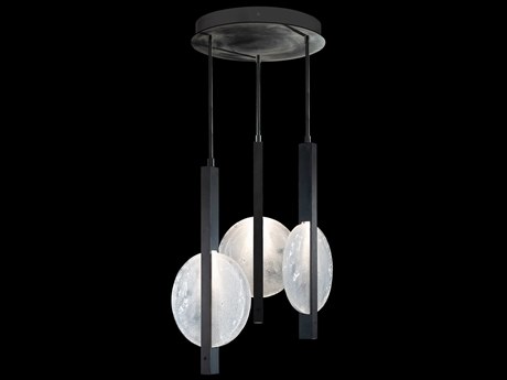 Fine Art Handcrafted Lighting Selene 6-Light Black Iron Glass LED Round Pendant