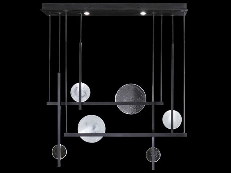 Fine Art Handcrafted Lighting Selene 12-Light Black Glass LED Geometric Linear Island Pendant