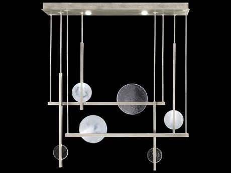 Fine Art Handcrafted Lighting Selene 12-Light Silver Glass LED Geometric Linear Island Pendant