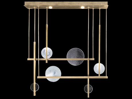 Fine Art Handcrafted Lighting Selene 12-Light Soft Gold Glass LED Geometric Linear Island Pendant