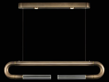 Fine Art Handcrafted Lighting Antonia 2-Light Gold Linear Island Pendant