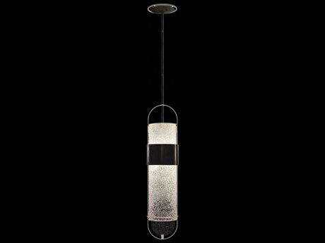 Fine Art Handcrafted Lighting Bond 2-Light Black Silver Cylinder Mini Pendant