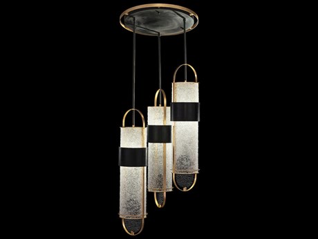 Fine Art Handcrafted Lighting Bond 6-Light Black Gold Cylinder Pendant