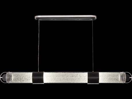 Fine Art Handcrafted Lighting Bond 4-Light Black Silver Linear Island Pendant