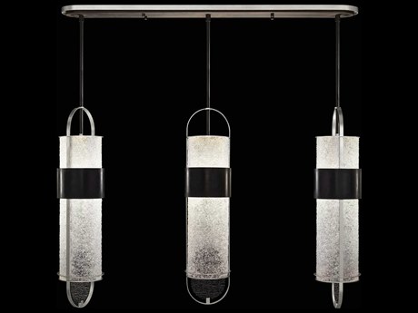 Fine Art Handcrafted Lighting Bond 6-Light Black Silver Linear Island Pendant
