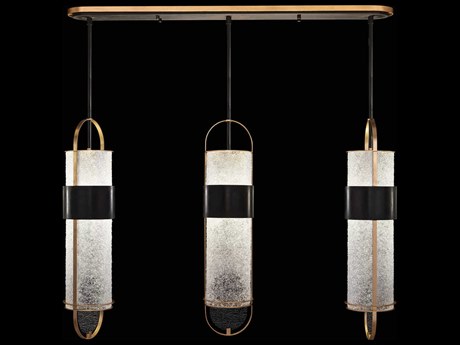 Fine Art Handcrafted Lighting Bond 6-Light Black Gold Linear Island Pendant