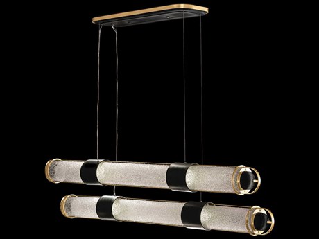 Fine Art Handcrafted Lighting Bond 8-Light Black Gold Linear Island Pendant