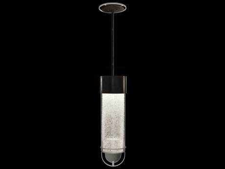 Fine Art Handcrafted Lighting Bond 1-Light Black Silver Cylinder Mini Pendant