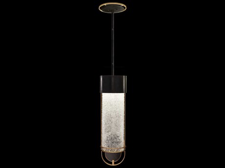 Fine Art Handcrafted Lighting Bond 1-Light Black Gold Cylinder Mini Pendant