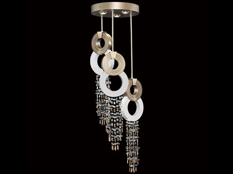 Fine Art Handcrafted Lighting Capri 6-Light Soft Gold Leaf White Gloss Round Pendant