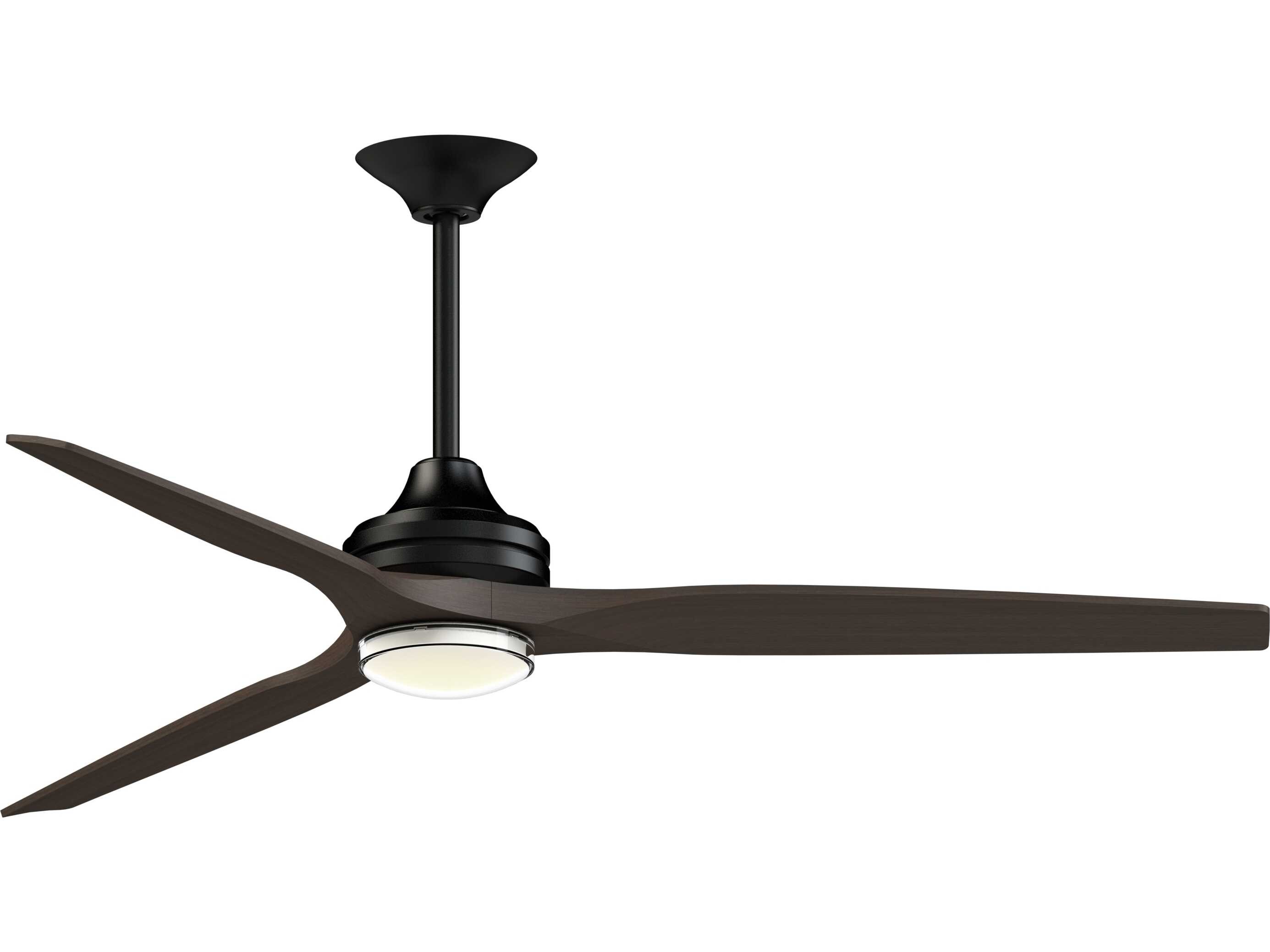 Fanimation FPD6721BBL-64DWA-DWLK Spitfire 64 inch Black with Dark Walnut Blades Indoor/Outdoor Smart Ceiling Fan in 14, Kit