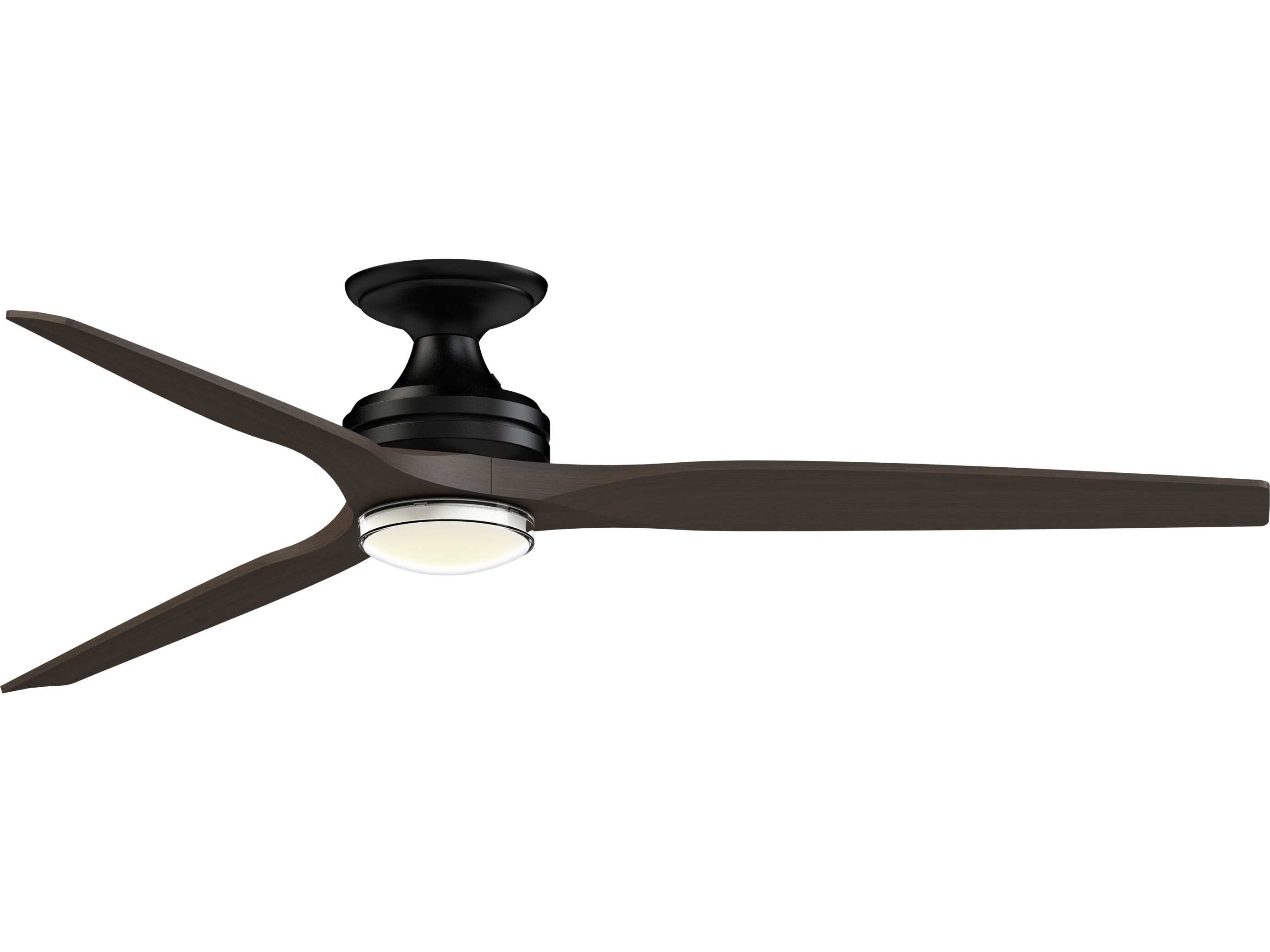 Fanimation FPD6721BBL-64DWADWLKF Spitfire 64 inch Black with Dark Walnut Blades Indoor/Outdoor Smart Ceiling Fan, Kit