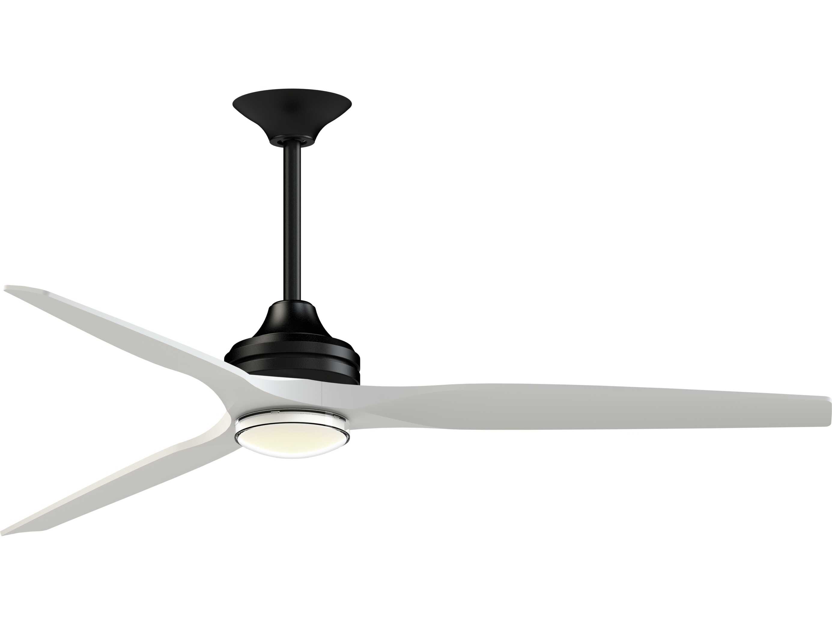 Fanimation FPD6721BBL-64MW-DWLK Spitfire 64 inch Black with Matte White Blades Indoor/Outdoor Smart Ceiling Fan in 14, Kit